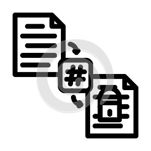 hashing algorithm line icon vector illustration
