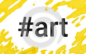 Hashtag art concept vector illustration of water color painting landscape banner with copy space on white