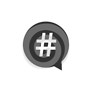 Hashtag in circle icon isolated. Social media symbol, concept of number sign, social media, micro blogging pr popularity