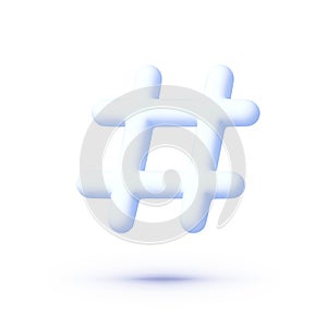 Hashtag 3d for web design. Social network communication concept. Phone icon. Vector icon illustration