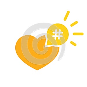 Hashtag icon like heart - smm promotion and share