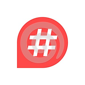 Hashtag icon in red bubble