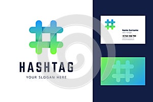 Hashtag logo and business card template.