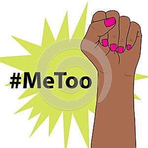 Hashtag MeToo vector illustration with fist of a feminist.