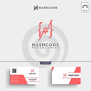 hashtag and programming code logo template