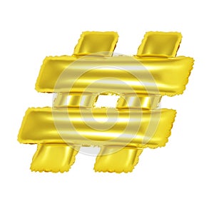Hashtag sign, gold color