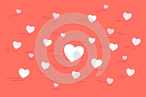 Hashtag tflers concept vector illustration of cloud of flying hearts symbols. Tag for likes flat design for social media