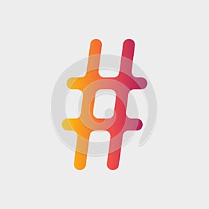 Hashtags Icon Flat vector social media community sign/symbol