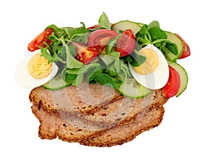 Haslet meat slices with egg salad