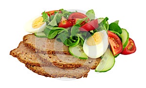 Haslet meat slices with egg salad