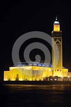 Hassan II mosque Casablanca Morocco at night