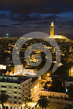 Hassan II mosque Casablanca Morocco night