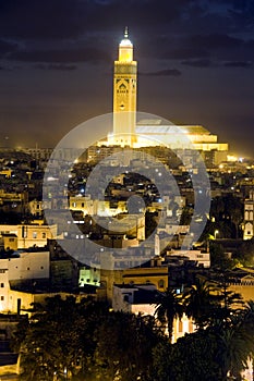 Hassan II mosque night scene casablanca morocco