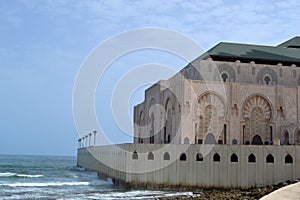 Hassan II mosque partially built on the sea.