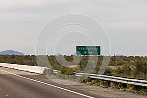The Hassayampa River sign in Tonopah Arizona