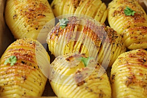 Hasselback potatoes - typical Swedish cuisine