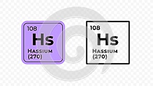 Hassium, chemical element of the periodic table vector