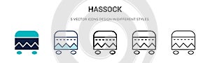 Hassock icon in filled, thin line, outline and stroke style. Vector illustration of two colored and black hassock vector icons
