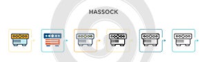 Hassock vector icon in 6 different modern styles. Black, two colored hassock icons designed in filled, outline, line and stroke photo