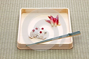 Hassun, assorted tidbits for Japanese tea ceremony cuisine.