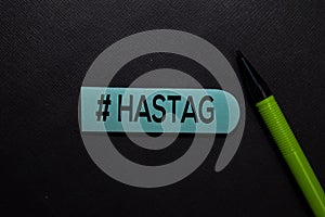 #Hastags write on a sticky note isolated on office desk