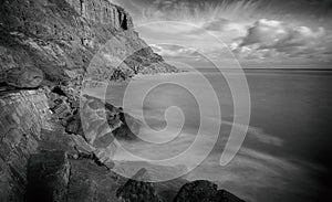 Hasting uk,seascape,as tide washes up on the Rocks