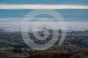 Hastings from the Te Mata Peak viewpoint in Hawke`s Bay, New Zeland