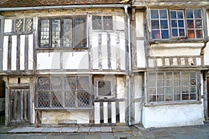 HASTINGS, UK: 16th century timbered framed and medieval houses in Hastings Old Town