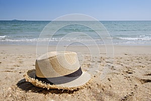 Hat with beach and sea in summer