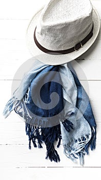 Hat and blue scarf