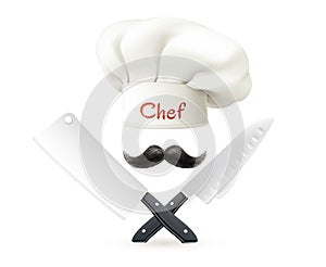 Hat Of Chef Mustache And Knives