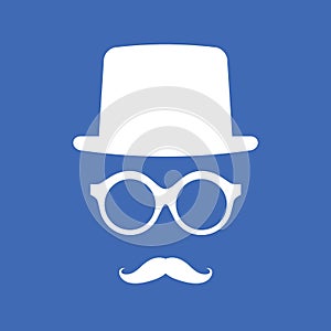 Hat, Eyeglasses and Mustache