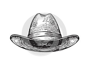 Hat farmer, gardener or cowboy. Sketch vector