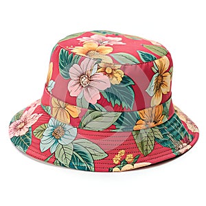 Hat with Flower Pattern Isolated on White Background