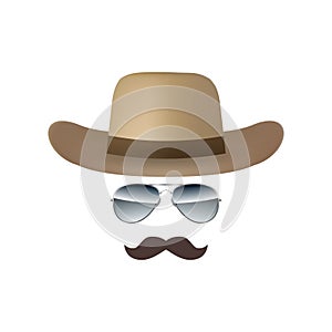 Hat Glasses and Mustache isolated on white background vector