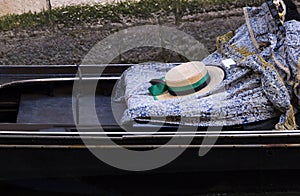 The hat of gondolier on the gondola