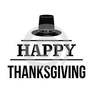 Hat happy thanksgiving logo, simple style