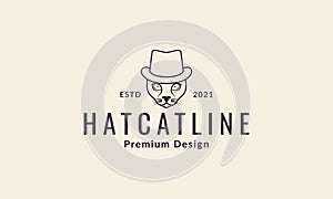 Hat with head animal forest cat logo vector symbol icon design graphic illustration