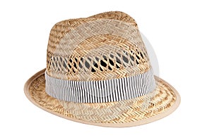 Straw Fedora Style Hat Isolated