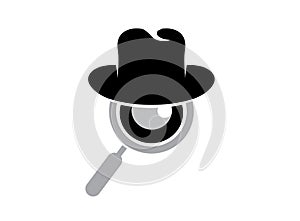 Hat and loupe for a detective spy logo design
