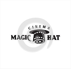 Hat magic movie cinema logo Hipster Retro template icon, Movie Video Cinema Cinematography Film Production Logo.