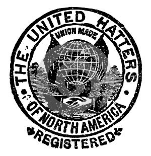 Hat makers Union Label, vintage illustration