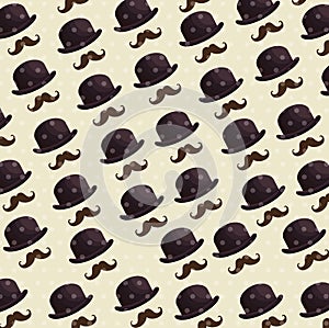 Hat and mustache pattern background photo