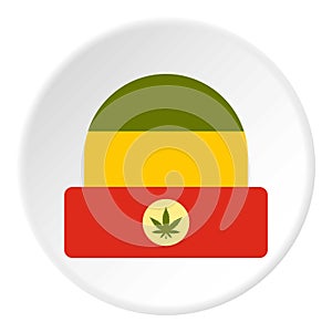 Hat in rastafarian colors icon circle