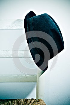 Hat resting on chair