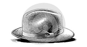 Hat sketch hand drawn sketch, engraving style