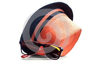 Hat and sunglasses isolated