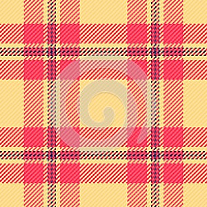 Hat texture check background, diagonal plaid tartan seamless. Summer vector textile fabric pattern in amber and red colors