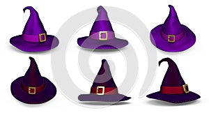 Hat of a witch for halloween and cartoon style on an isolated white background. 3d illustration