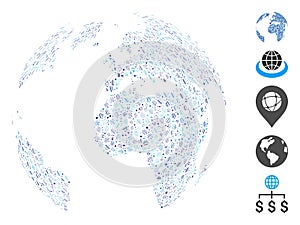 Hatch Blue Dotted Abstract Globe Icon Vector Mosaic